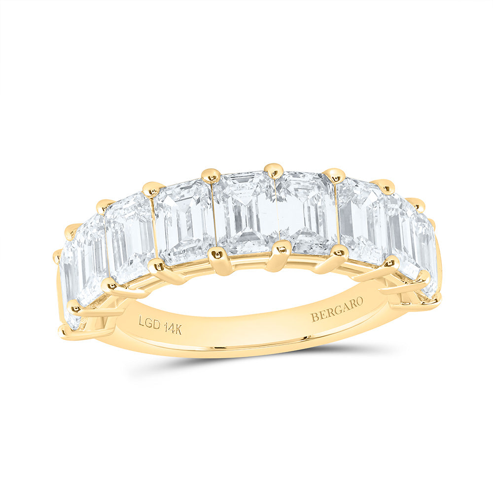 14K Yellow Or White Gold 4 1/2 Cttw Lab Grown Diamond Fashion Emerald Band