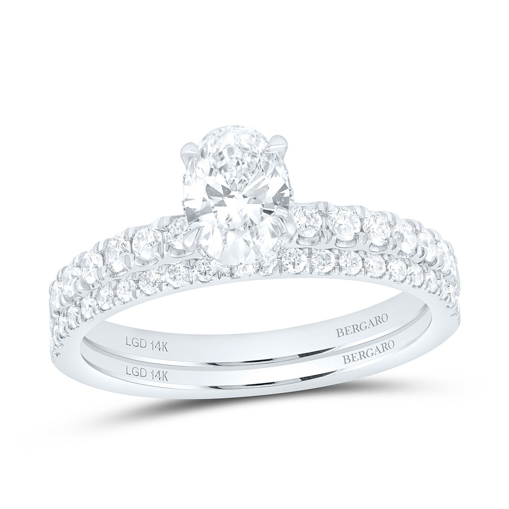 14K Yellow Or White Gold 1 3/8 Cttw Lab Grown Diamond 3/4 Cttw Center Oval Bridal Set