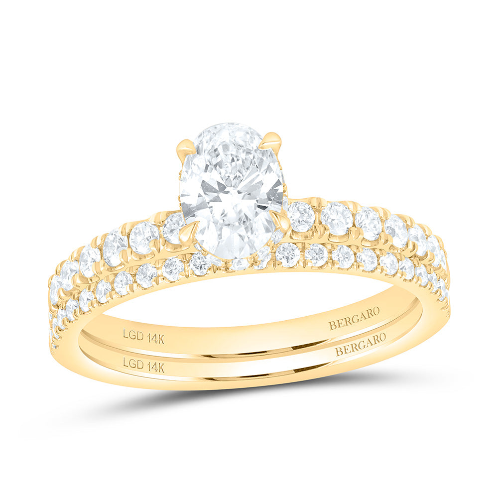 14K Yellow Or White Gold 1 3/8 Cttw Lab Grown Diamond 3/4 Cttw Center Oval Bridal Set