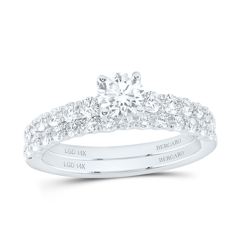 14K Yellow Or White Gold 1 1/4 Cttw Lab Grown Diamond 1/2 Cttw Center Round Bridal Set