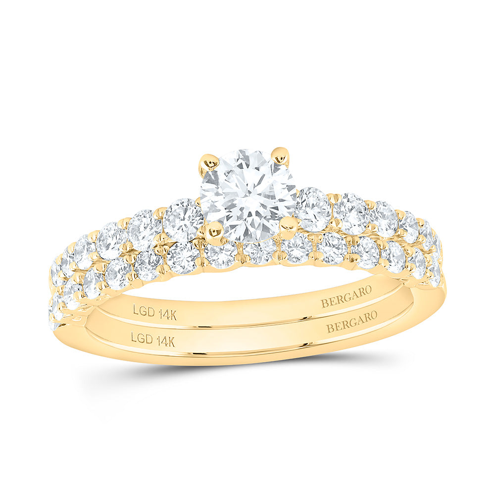 14K Yellow Or White Gold 1 1/4 Cttw Lab Grown Diamond 1/2 Cttw Center Round Bridal Set