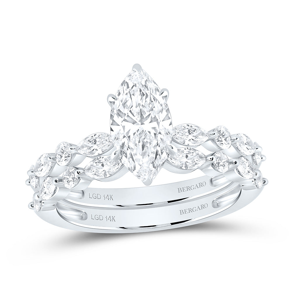 14K Yellow Or White Gold 2 Cttw Lab Grown Diamond 1 Cttw Center Marquise Bridal Set