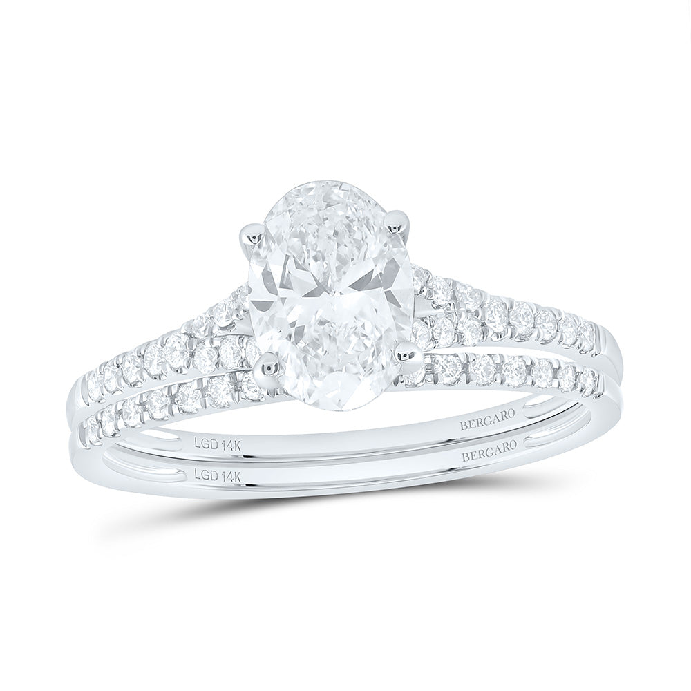 14K Yellow Or White Gold 1 1/3 Cttw Lab Grown Diamond 1 Cttw Center Oval Bridal Set
