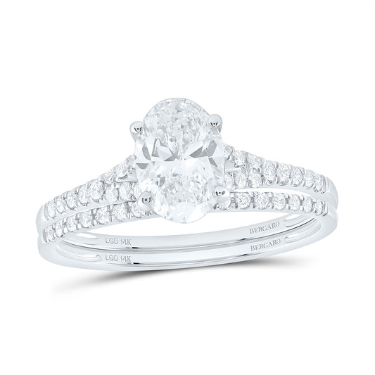 14K Yellow Or White Gold 1 1/3 Cttw Lab Grown Diamond 1 Cttw Center Oval Bridal Set