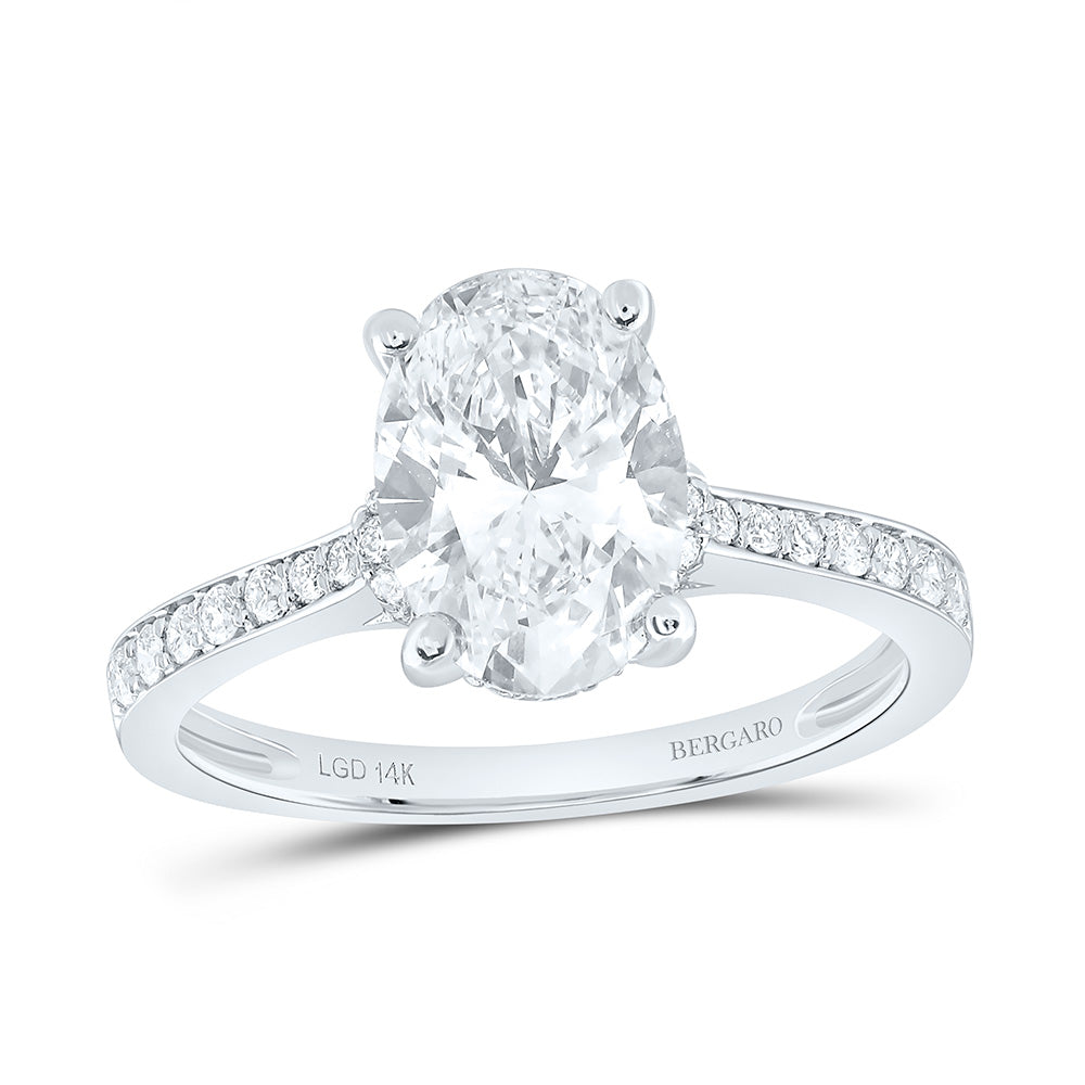 14K Yellow Or White Gold 2 3/8 Cttw Lab Grown Diamond 2 Cttw Center Oval Engagement Ring