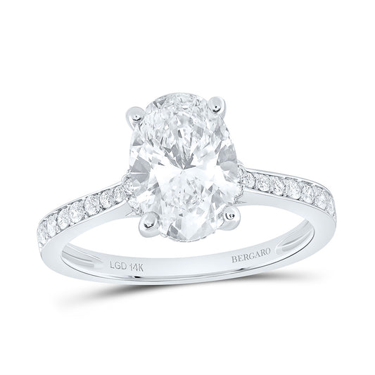 14K Yellow Or White Gold 2 3/8 Cttw Lab Grown Diamond 2 Cttw Center Oval Engagement Ring