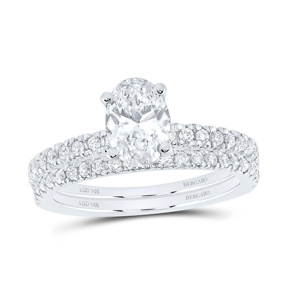 14K Yellow Or White Gold 1 1/2 Cttw Lab Grown Diamond 1 Cttw Center Oval Bridal Set