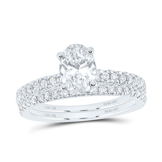 14K Yellow Or White Gold 1 1/2 Cttw Lab Grown Diamond 1 Cttw Center Oval Bridal Set