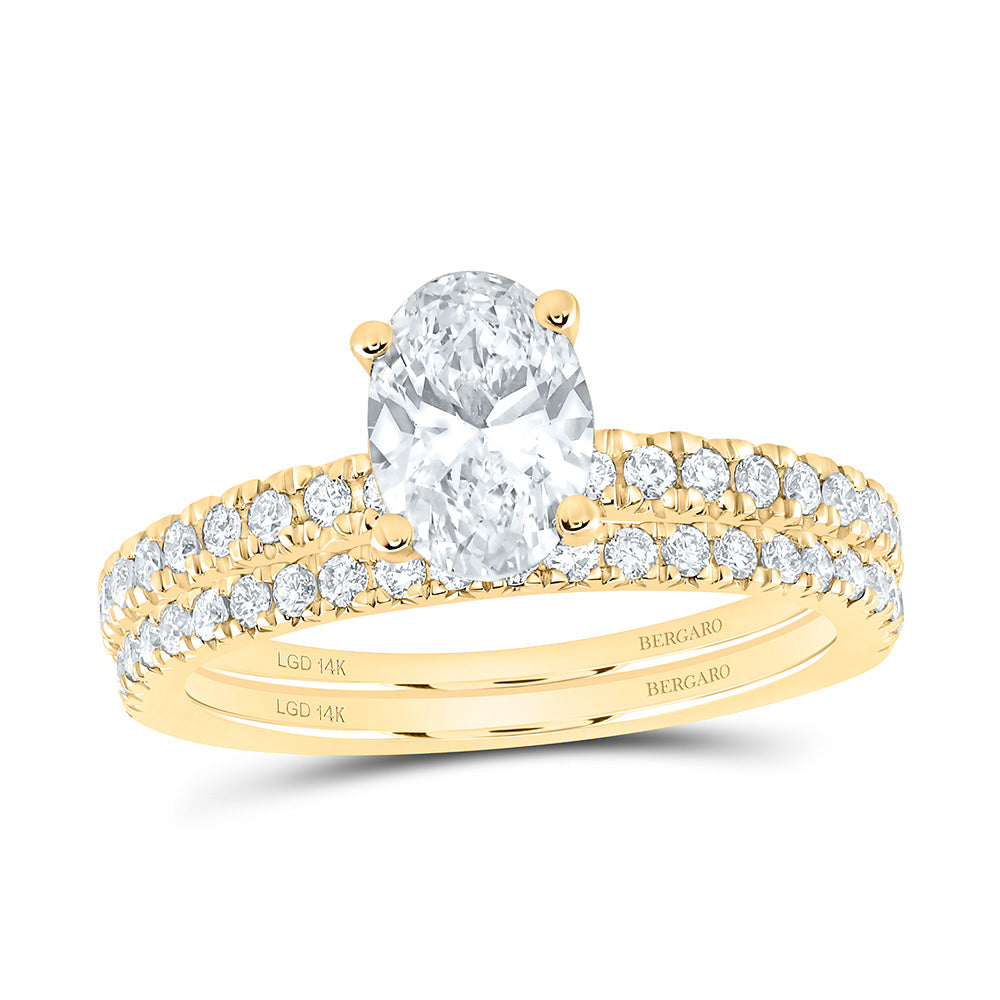 14K Yellow Or White Gold 1 1/2 Cttw Lab Grown Diamond 1 Cttw Center Oval Bridal Set