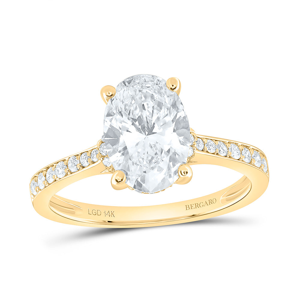 14K Yellow Or White Gold 2 3/8 Cttw Lab Grown Diamond 2 Cttw Center Oval Engagement Ring
