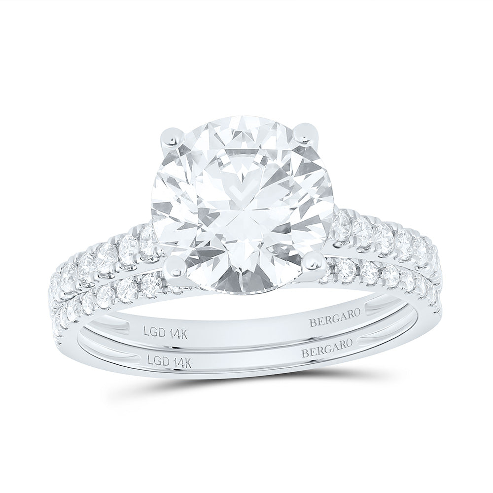 14K Yellow Or White Gold 3 1/2 Cttw Lab Grown Diamond 3 Cttw Center Round Bridal Set