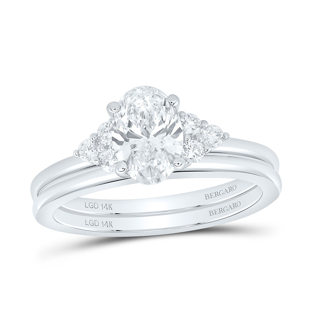 14K Yellow Or White Gold 1 1/5 Cttw Lab Grown Diamond 1 Cttw Center Oval Bridal Set