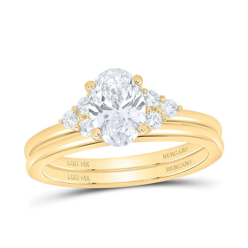 14K Yellow Or White Gold 1 1/5 Cttw Lab Grown Diamond 1 Cttw Center Oval Bridal Set