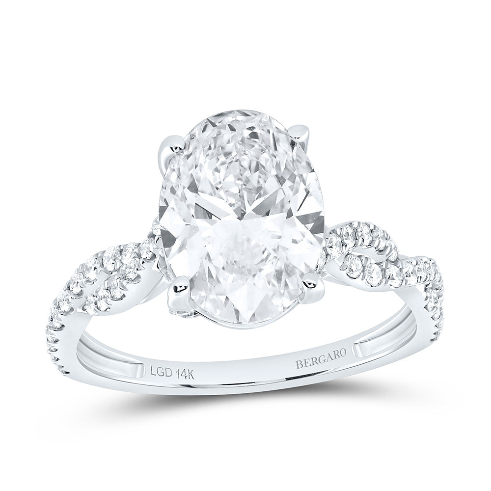 14K Yellow Or White Gold 3 1/2 Cttw Lab Grown Diamond 3 Cttw Center Oval Engagement Ring