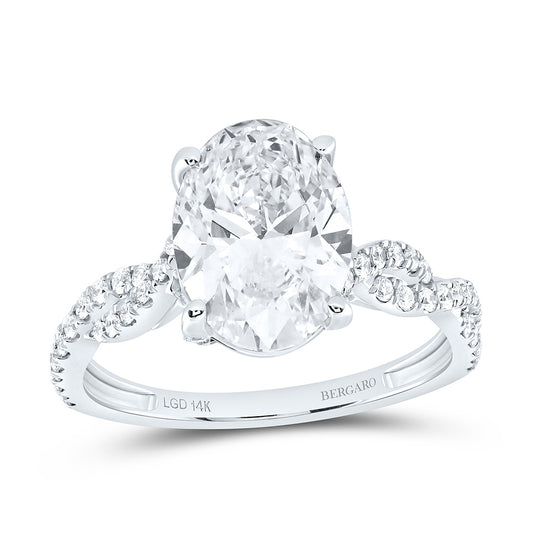 14K Yellow Or White Gold 3 1/2 Cttw Lab Grown Diamond 3 Cttw Center Oval Engagement Ring