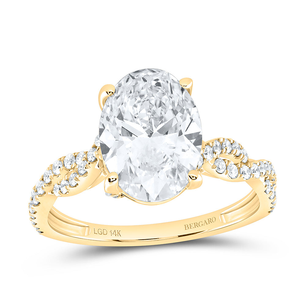 14K Yellow Or White Gold 3 1/2 Cttw Lab Grown Diamond 3 Cttw Center Oval Engagement Ring