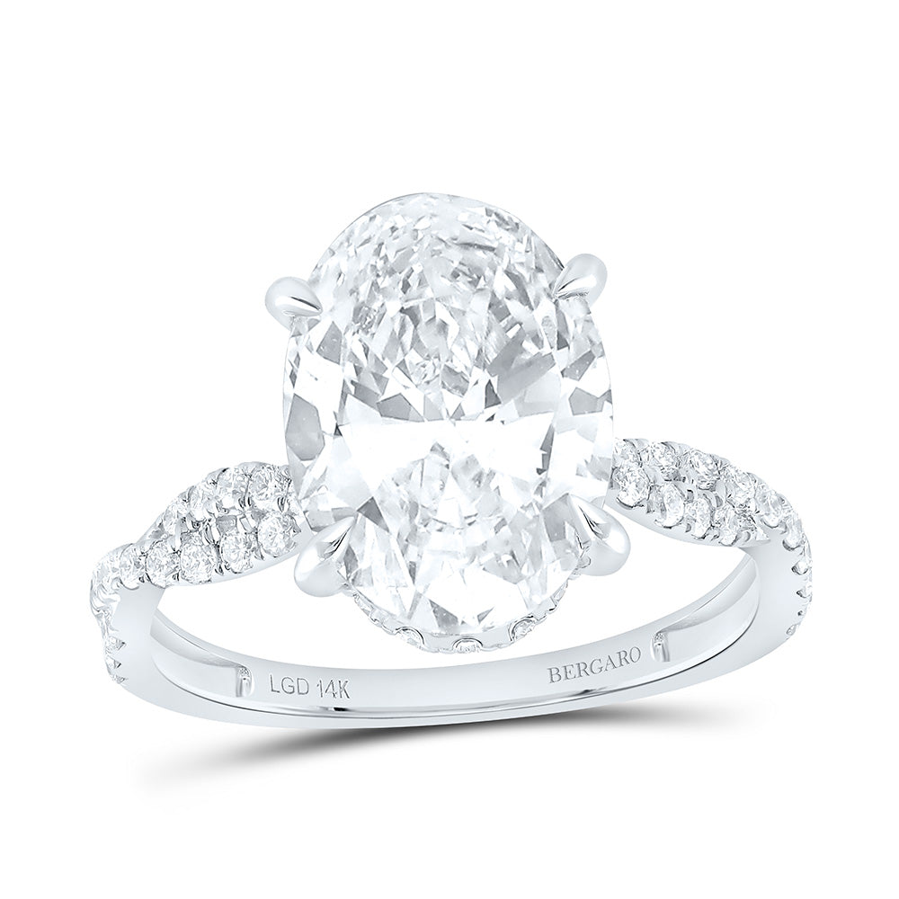 14K Yellow Or White Gold 4 1/2 Cttw Lab Grown Diamond 4 Cttw Center Oval Engagement Ring
