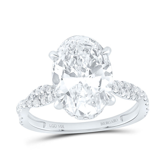 14K Yellow Or White Gold 4 1/2 Cttw Lab Grown Diamond 4 Cttw Center Oval Engagement Ring