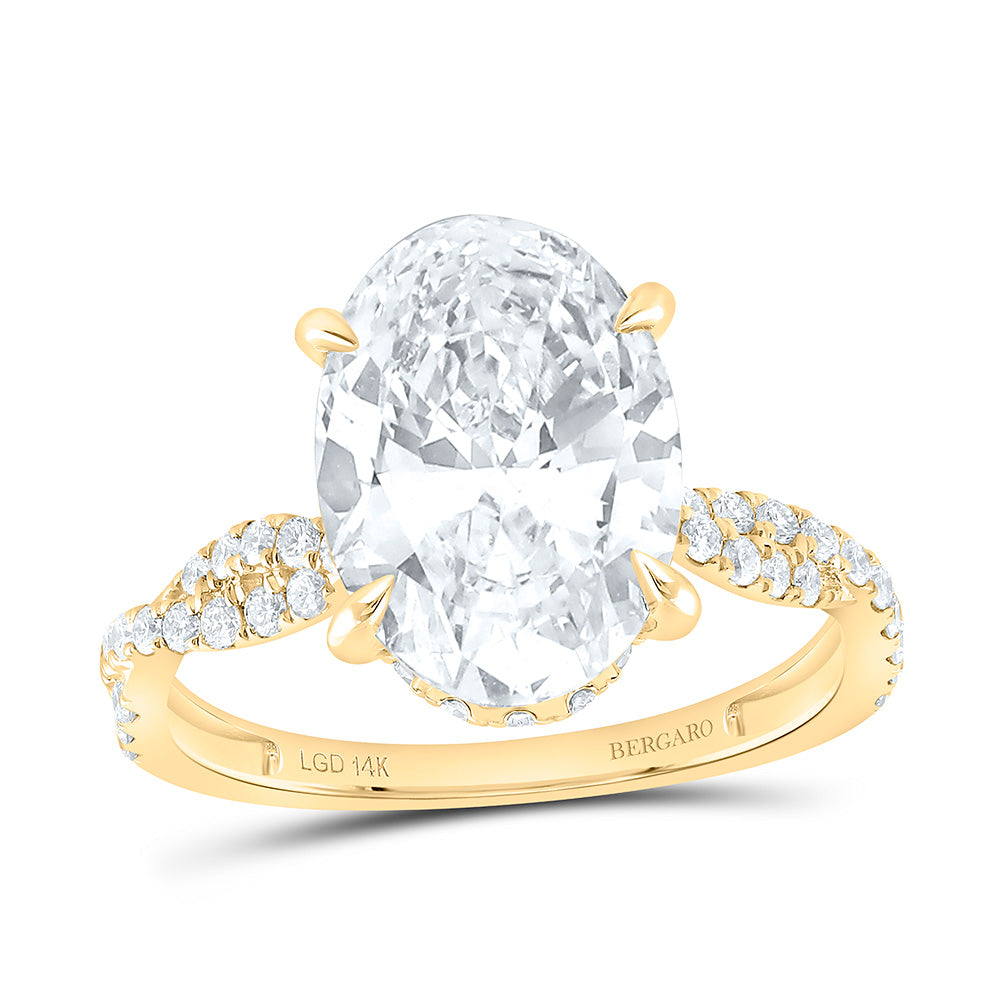 14K Yellow Or White Gold 4 1/2 Cttw Lab Grown Diamond 4 Cttw Center Oval Engagement Ring