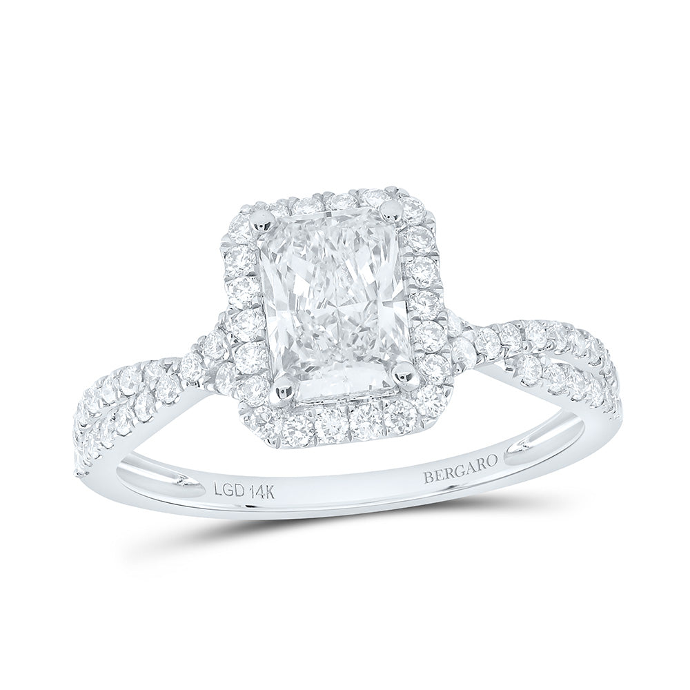 14K Yellow Or White Gold 1 1/2 Cttw Lab Grown Diamond 1 Cttw Center Radiant Single Halo Engagement Ring