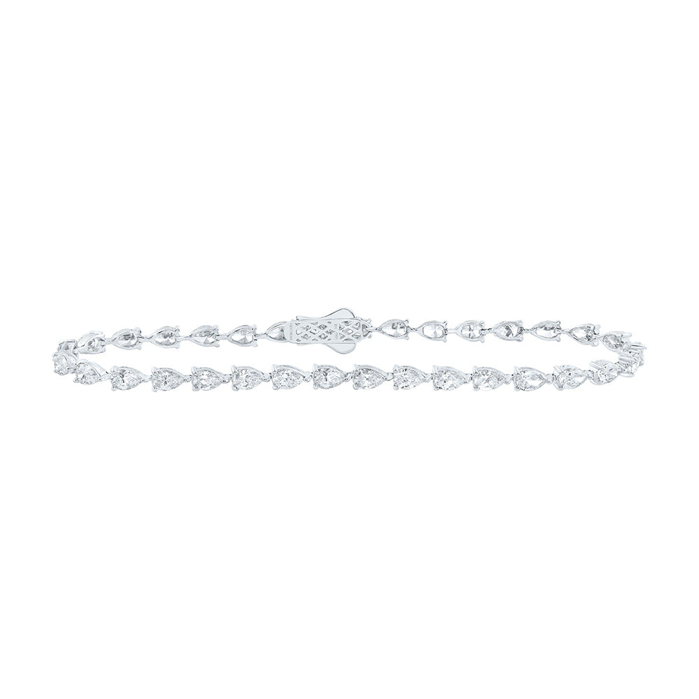 14K Yellow Or White Gold Lab Grown Diamond Fashion Pear Bracelet (7 Inch)