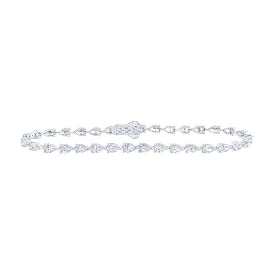 14K Yellow Or White Gold Lab Grown Diamond Fashion Pear Bracelet (7 Inch)