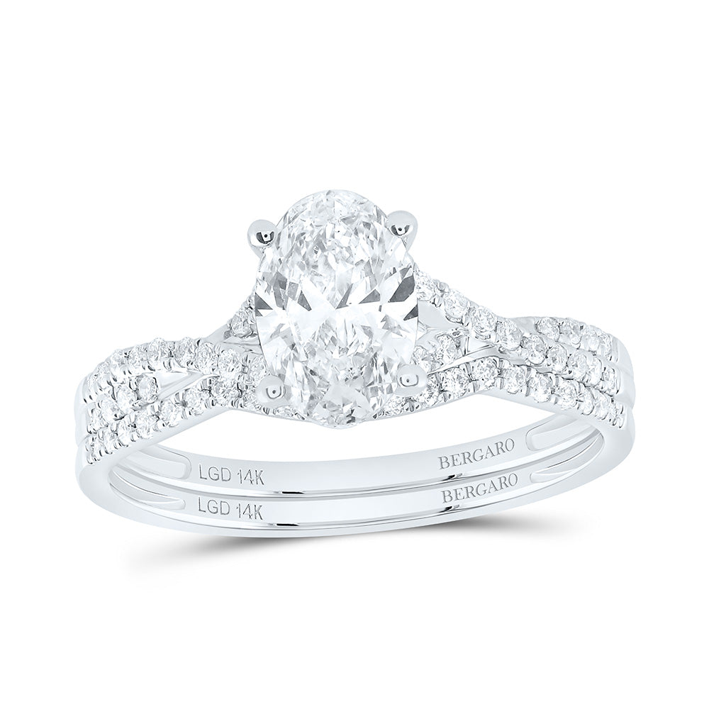 14K Yellow Or White Gold 1 1/4 Cttw Lab Grown Diamond 1 Cttw Center Oval Bridal Set