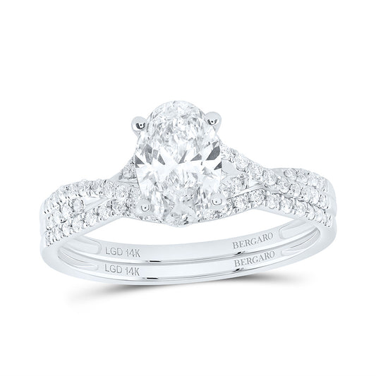 14K Yellow Or White Gold 1 1/4 Cttw Lab Grown Diamond 1 Cttw Center Oval Bridal Set