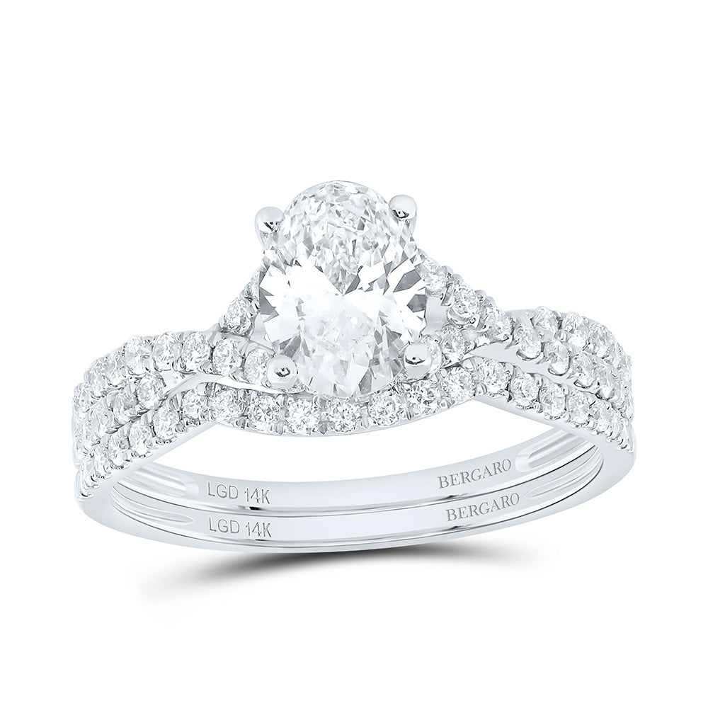 14K Yellow Or White Gold 1 1/2 Cttw Lab Grown Diamond 1 Cttw Center Oval Bridal Set