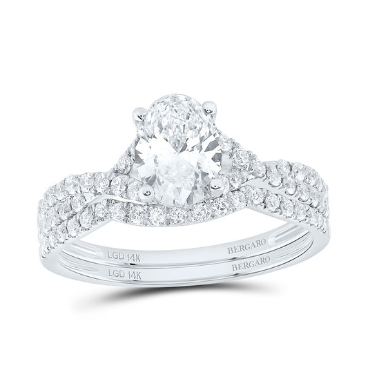 14K Yellow Or White Gold 1 1/2 Cttw Lab Grown Diamond 1 Cttw Center Oval Bridal Set