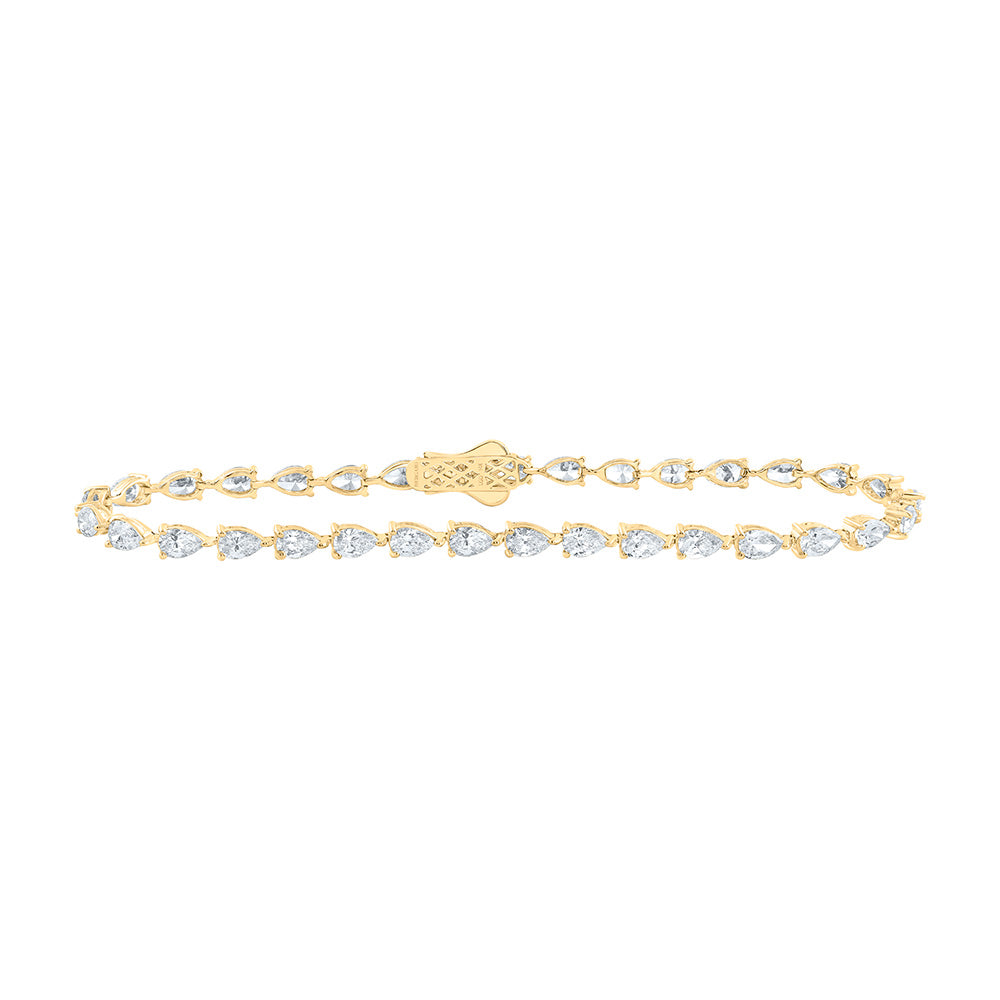 14K Yellow Or White Gold Lab Grown Diamond Fashion Pear Bracelet (7 Inch)
