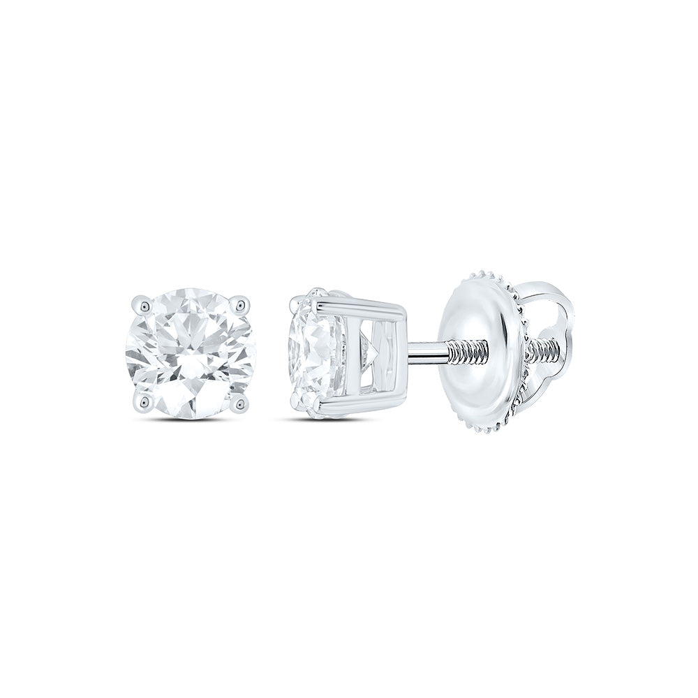 14K Yellow Or White Or Rose Gold 1/2 Cttw Lab Grown Diamond Round Solitaire Earring