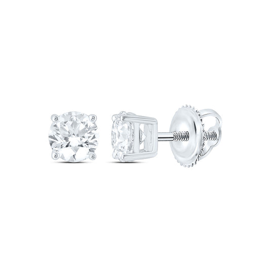 14K Yellow Or White Or Rose Gold 1/2 Cttw Lab Grown Diamond Round Solitaire Earring