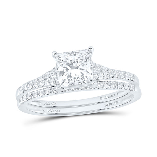 14K Yellow Or White Gold 1 1/3 Cttw Lab Grown Diamond 1 Cttw Center Princess Bridal Set
