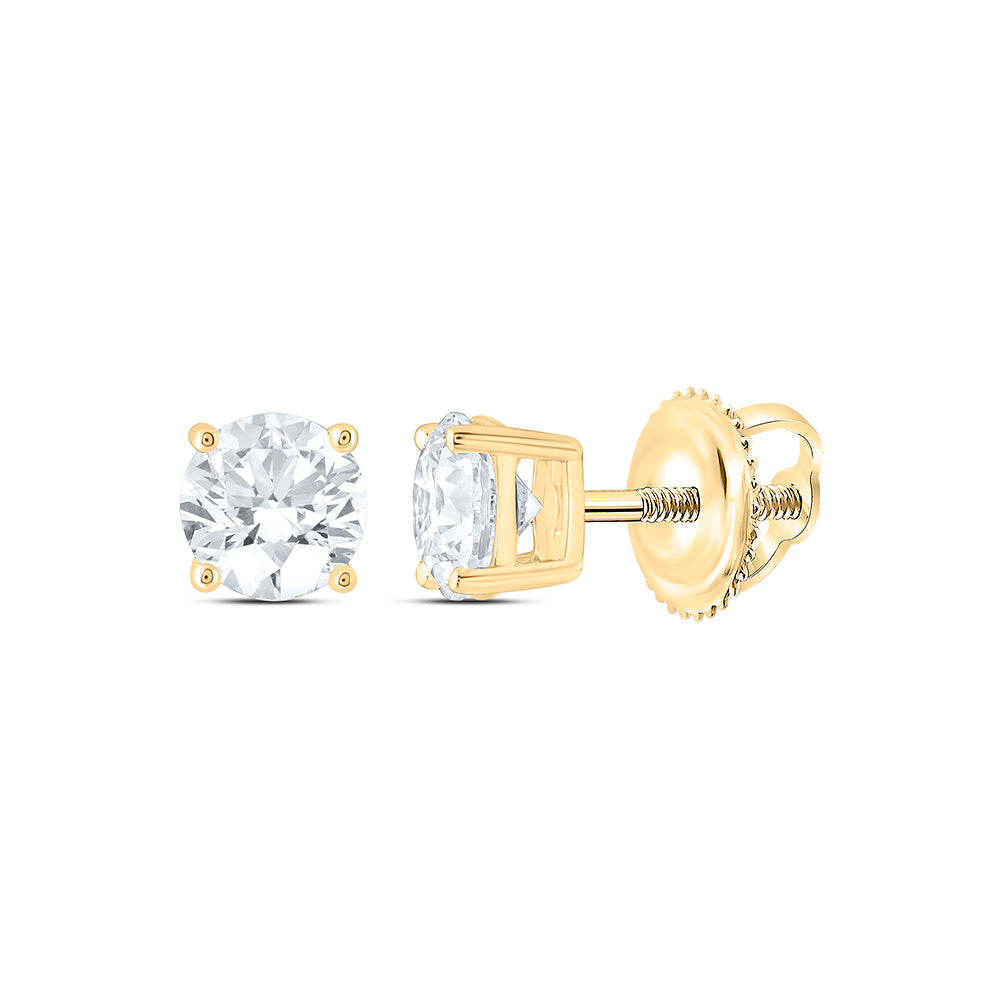 14K Yellow Or White Or Rose Gold 1/2 Cttw Lab Grown Diamond Round Solitaire Earring