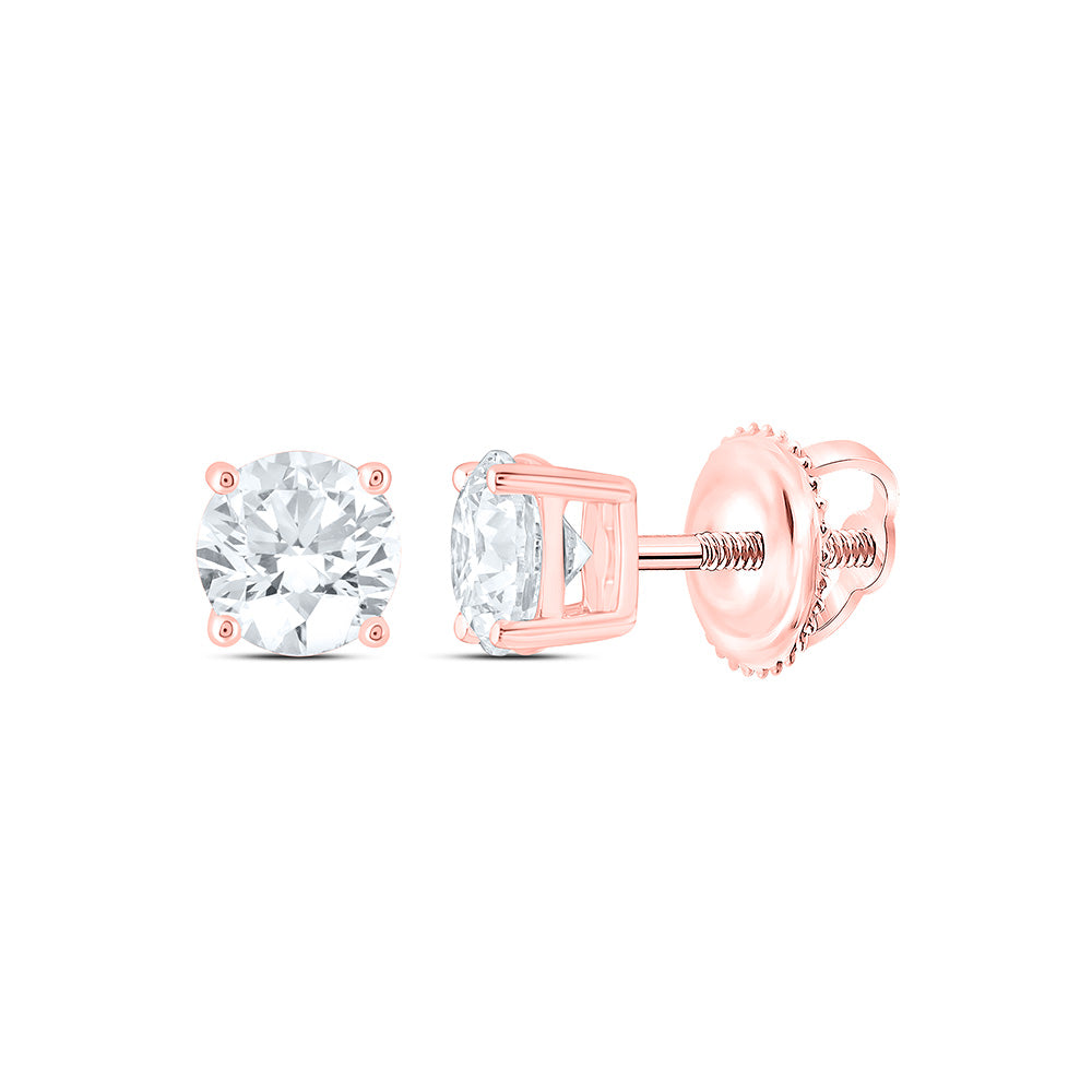 14K Yellow Or White Or Rose Gold 1/2 Cttw Lab Grown Diamond Round Solitaire Earring