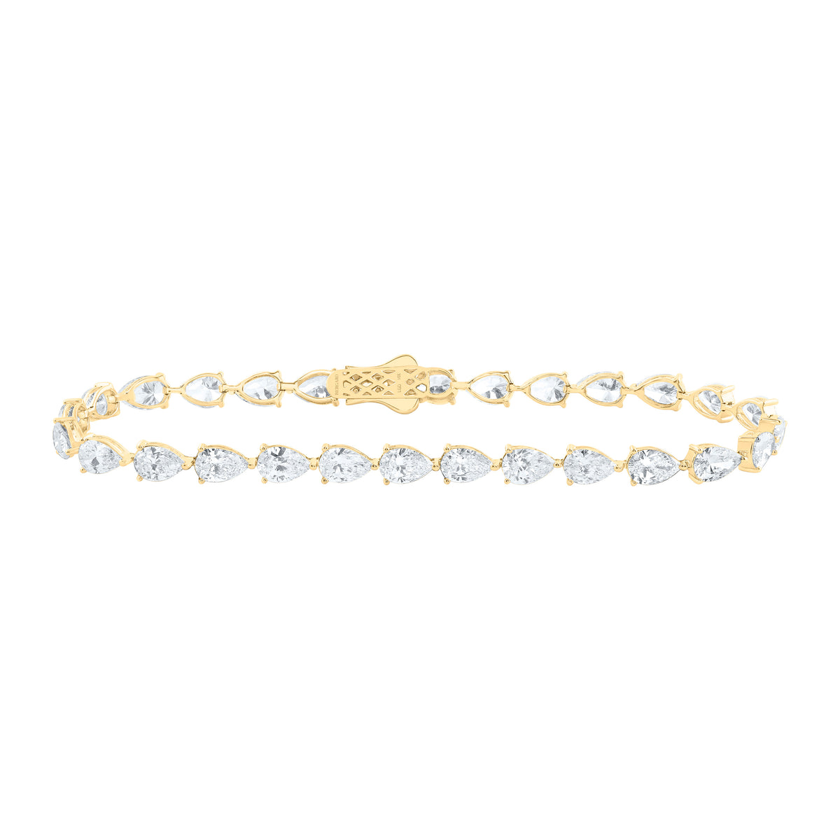 14K Yellow Or White Gold Lab Grown Diamond Fashion Pear Bracelet (7 Inch)