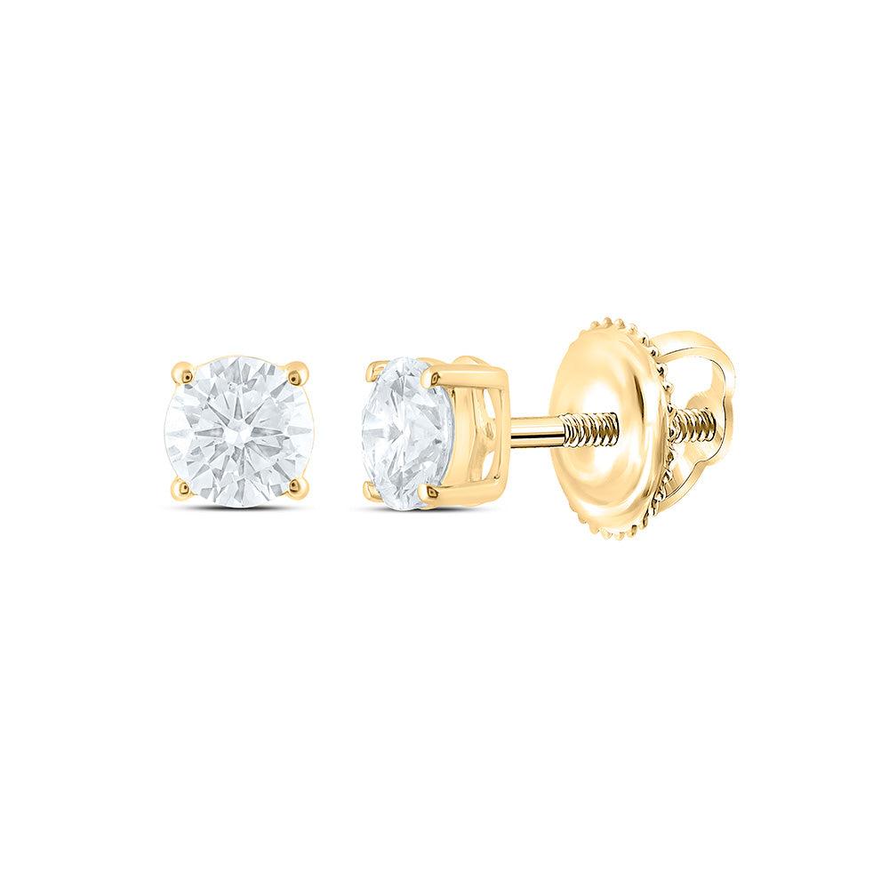 14K Yellow Or White Gold 5/8 Cttw Lab Grown Diamond Round Solitaire Earring