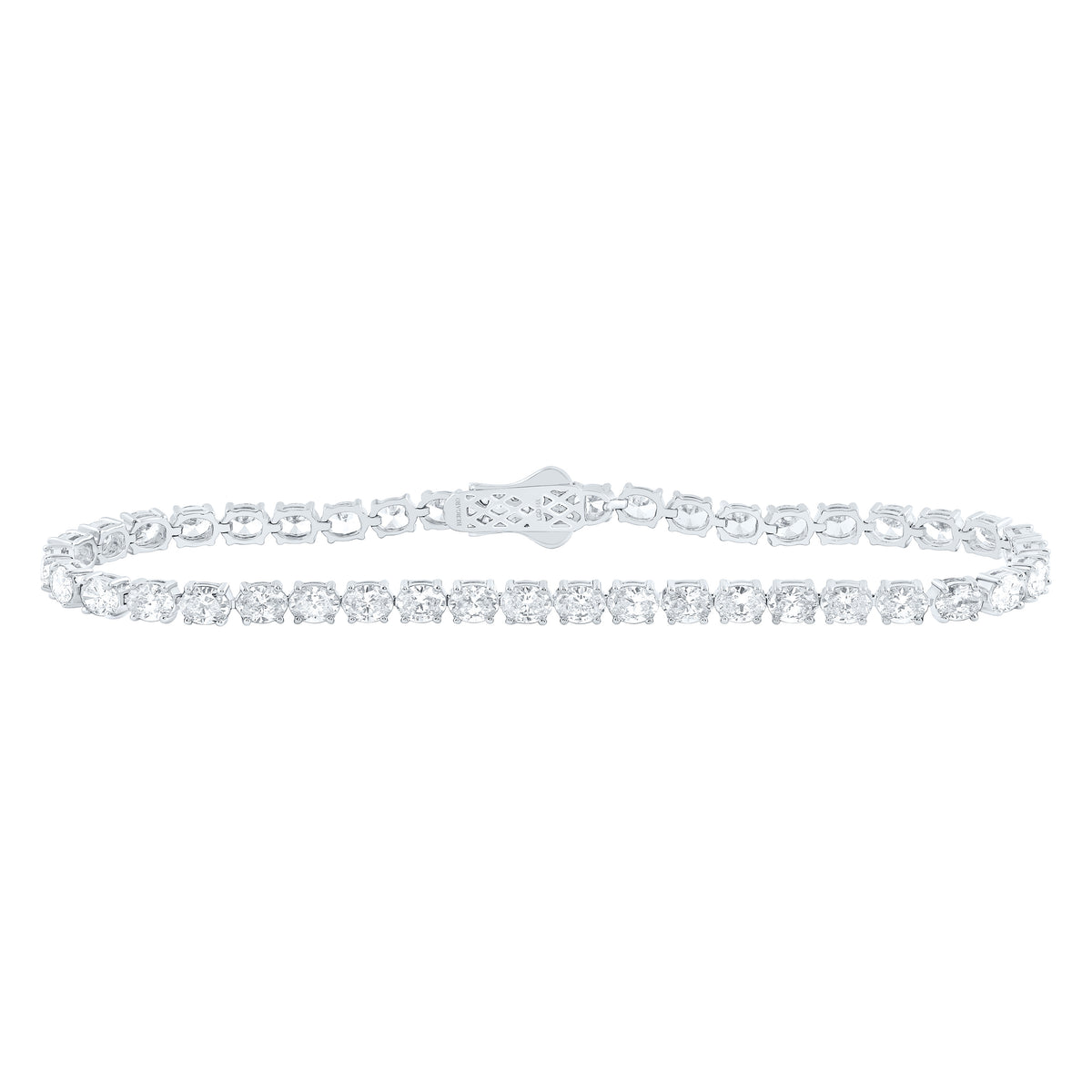 14K Yellow Or White Gold Lab Grown Diamond Fashion Oval Bracelet (7 Inch)