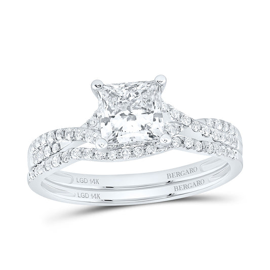 14K Yellow Or White Gold 1 1/4 Cttw Lab Grown Diamond 1 Cttw Center Princess Bridal Set
