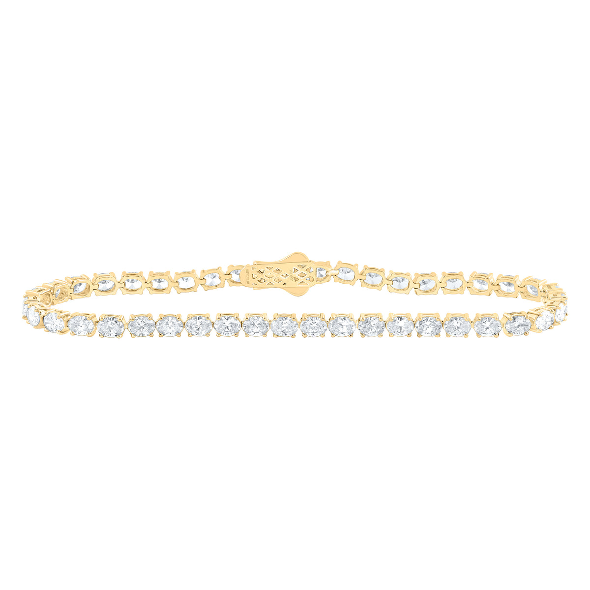14K Yellow Or White Gold Lab Grown Diamond Fashion Oval Bracelet (7 Inch)