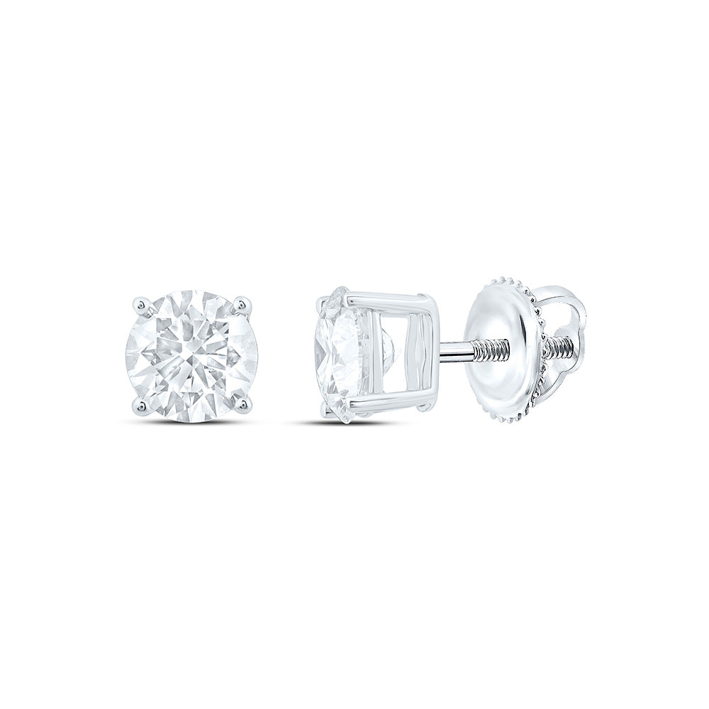 14K Yellow Or White Gold 7/8 Cttw Lab Grown Diamond Round Solitaire Earring