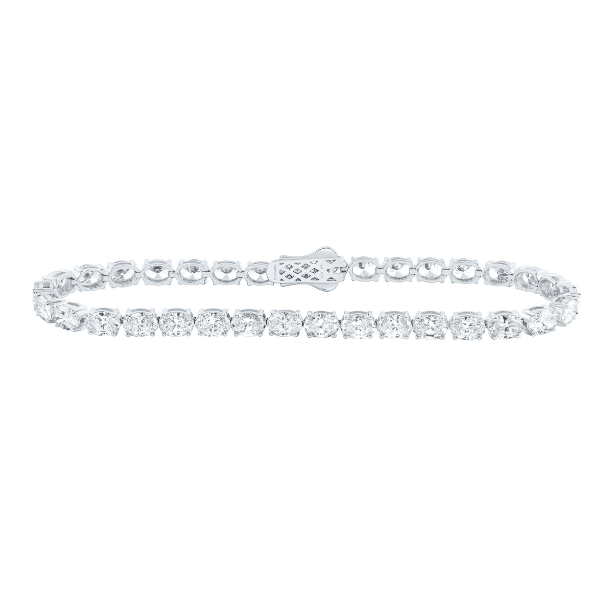 14K Yellow Or White Gold Lab Grown Diamond Fashion Oval Bracelet (7 Inch)