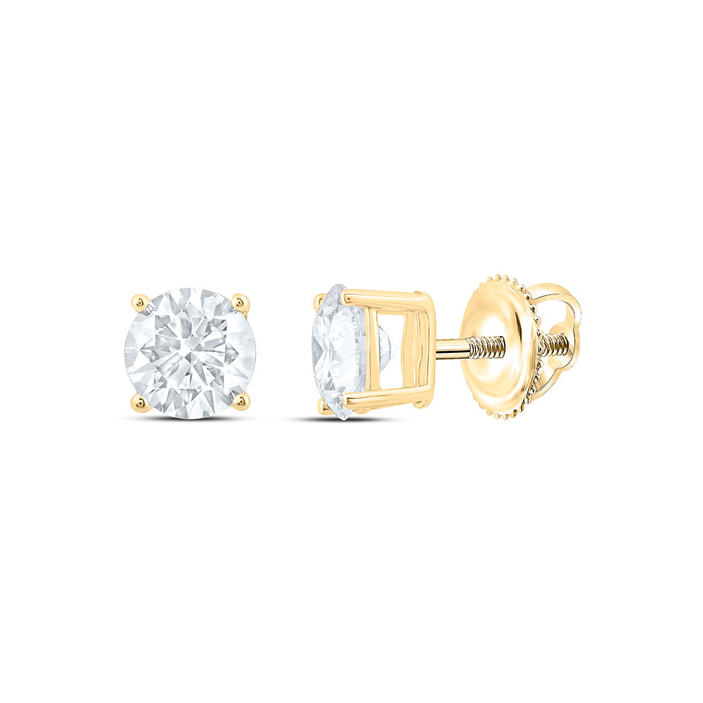 14K Yellow Or White Gold 7/8 Cttw Lab Grown Diamond Round Solitaire Earring