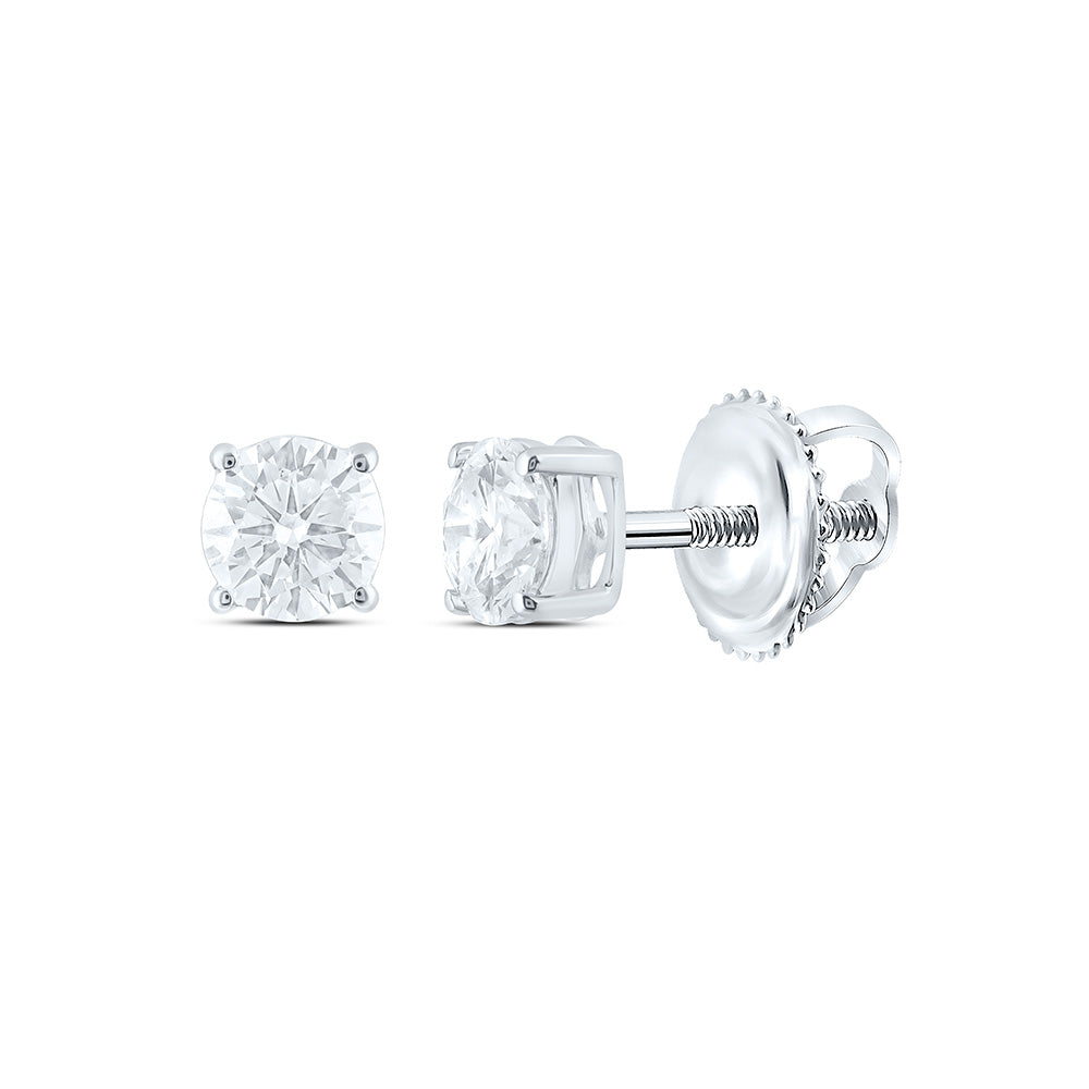 14K Yellow Or White Or Rose Gold 1 Cttw Lab Grown Diamond Round Solitaire Earring