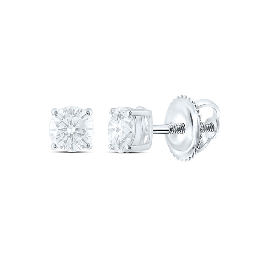 14K Yellow Or White Or Rose Gold 1 Cttw Lab Grown Diamond Round Solitaire Earring