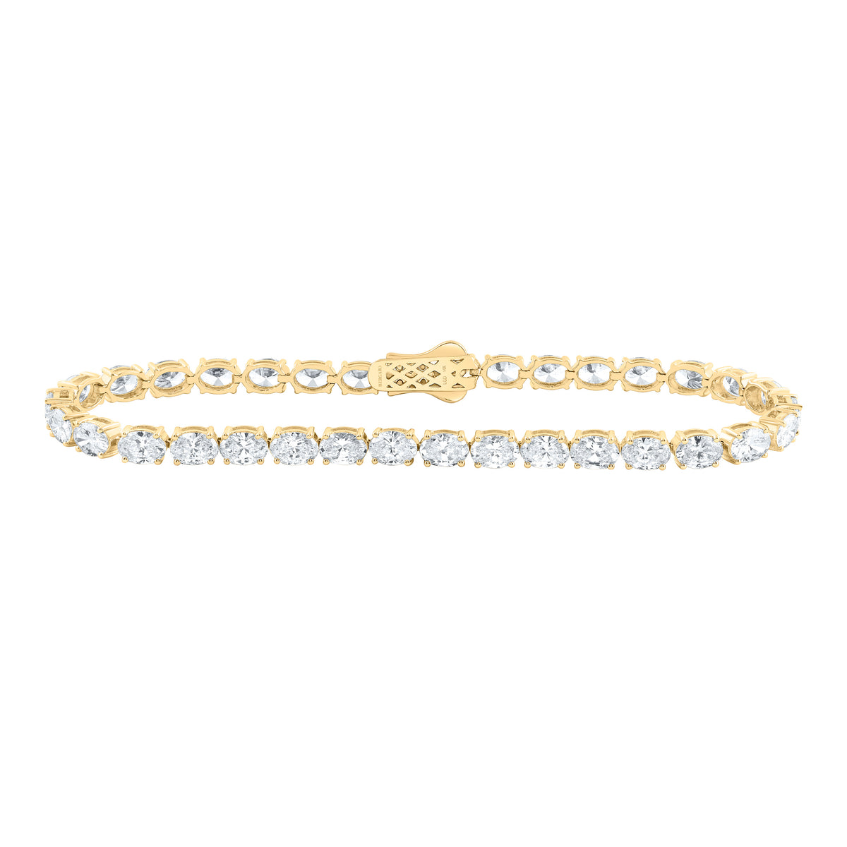 14K Yellow Or White Gold Lab Grown Diamond Fashion Oval Bracelet (7 Inch)