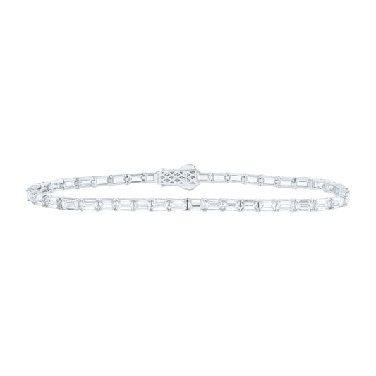 14K Yellow Or White Gold Lab Grown Diamond Fashion Emerald Bracelet (7 Inch)