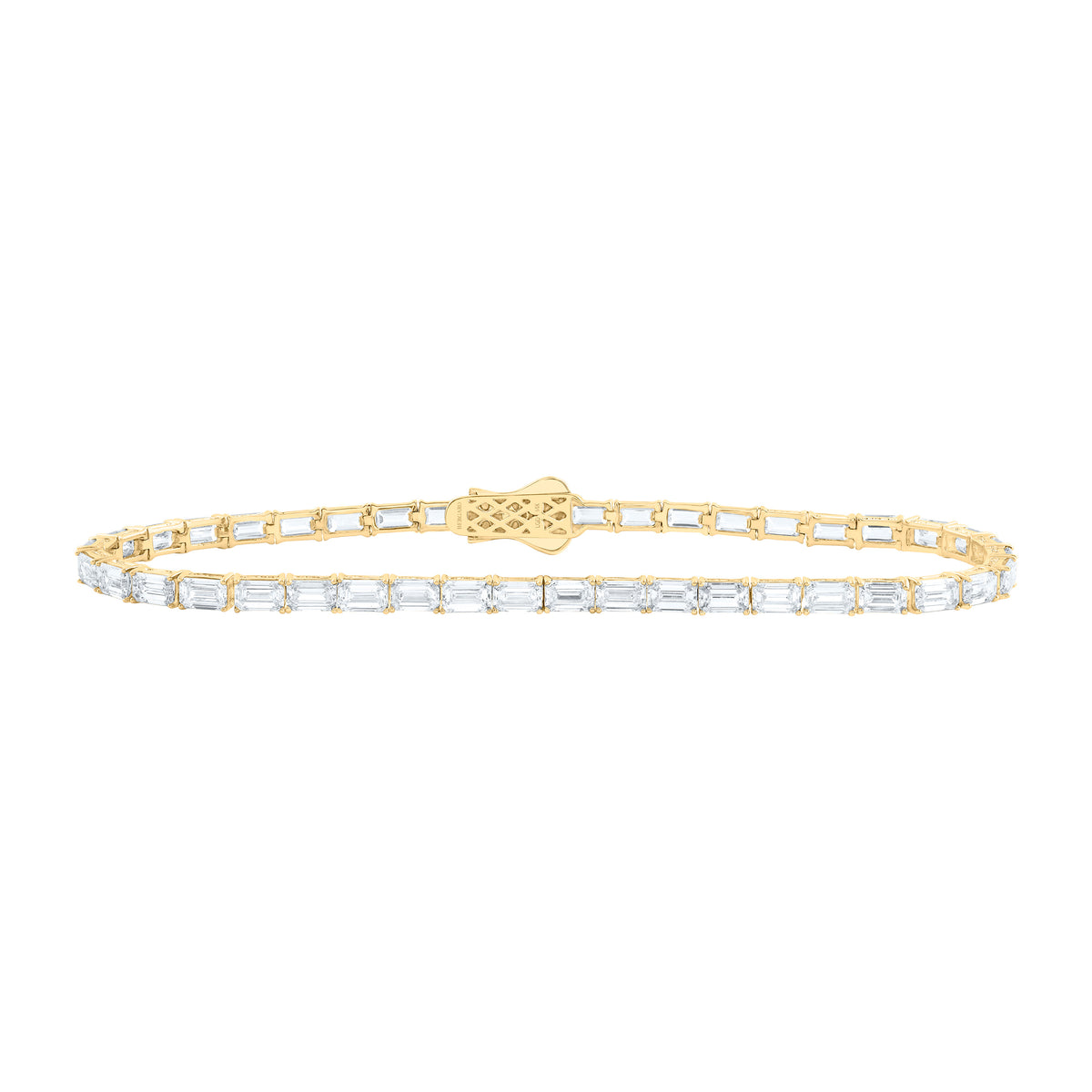 14K Yellow Or White Gold Lab Grown Diamond Fashion Emerald Bracelet (7 Inch)