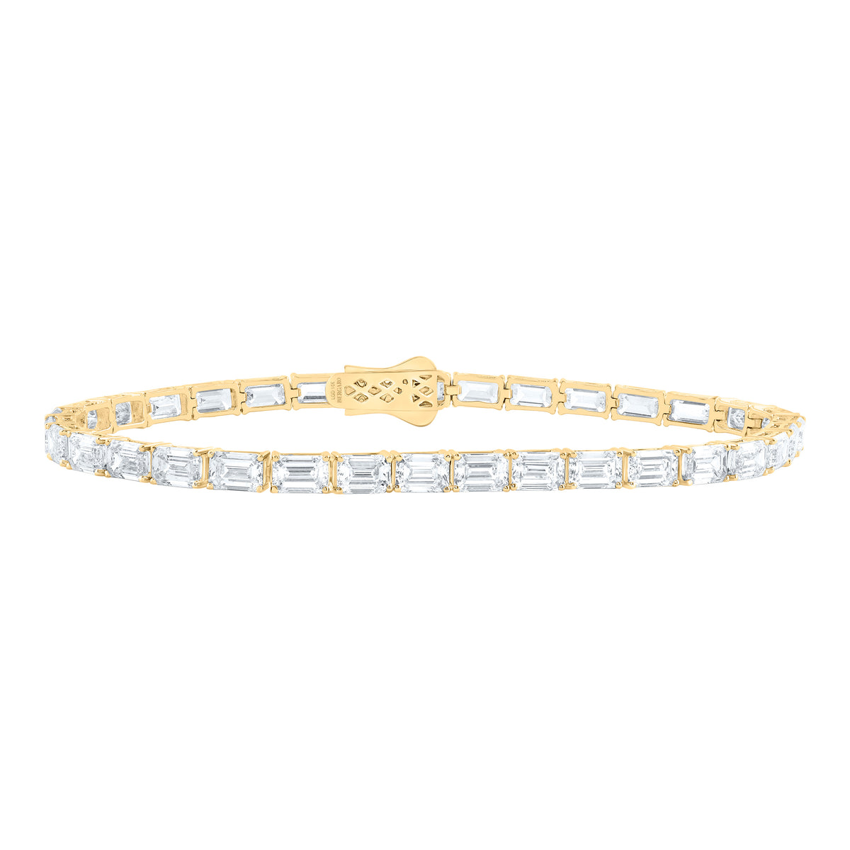 14K Yellow Or White Gold Lab Grown Diamond Fashion Emerald Bracelet (7 Inch)